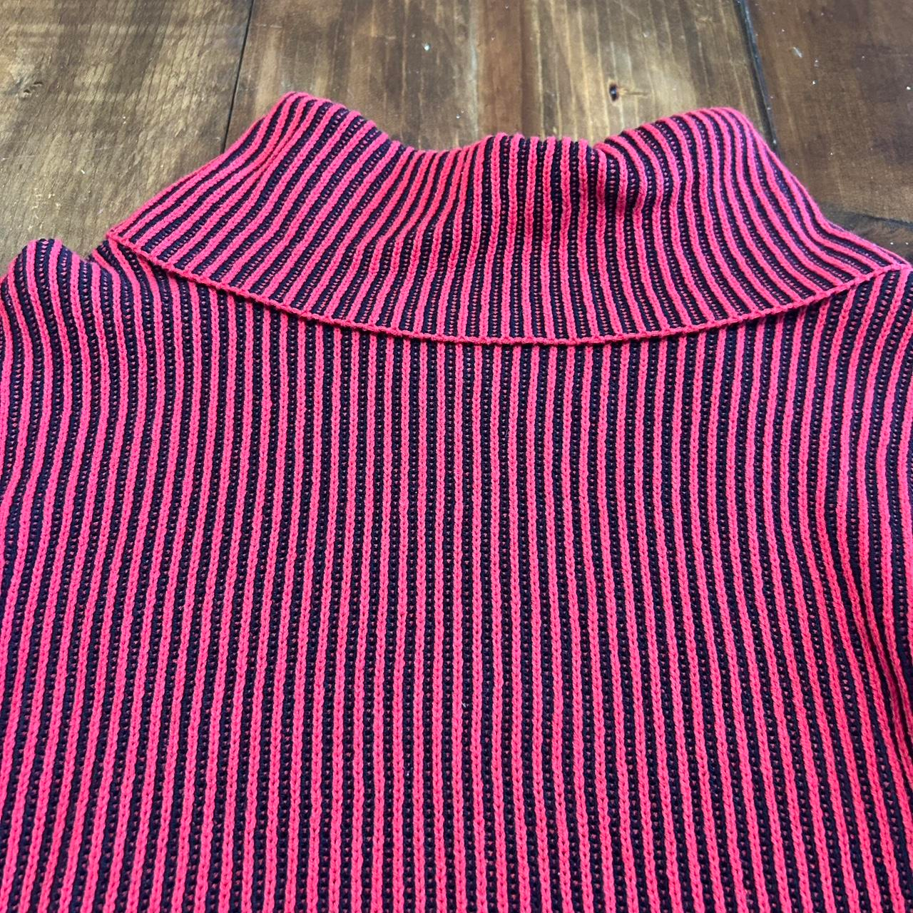Ruby Rd Vintage Red Black Striped Cowl Neck Turtleneck Sweater Womens Petite Medium