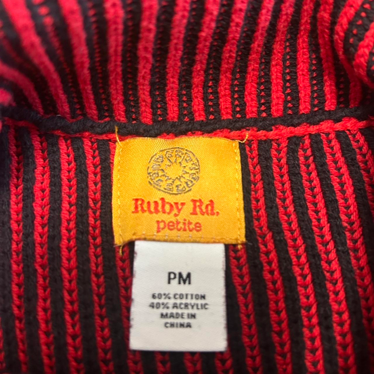 Ruby Rd Vintage Red Black Striped Cowl Neck Turtleneck Sweater Womens Petite Medium